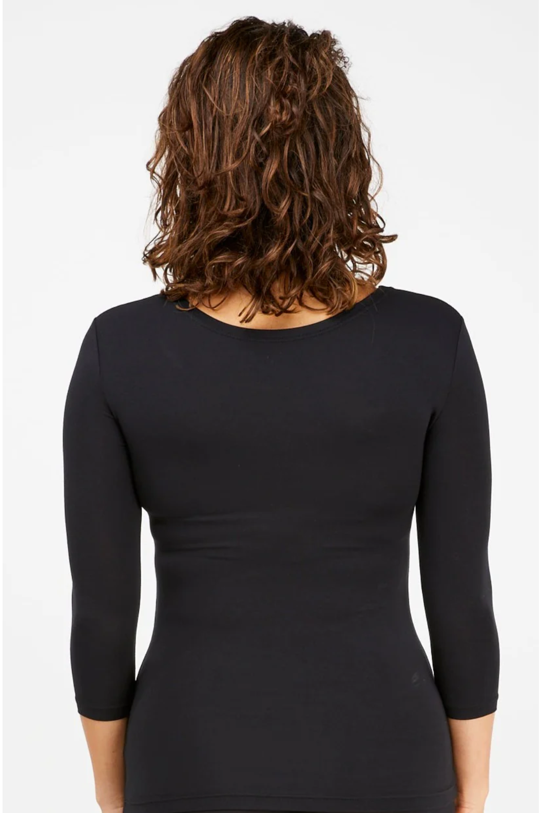 Tani Scoop neck Fitted Tee Top with 3/4 sleeves in plain colours