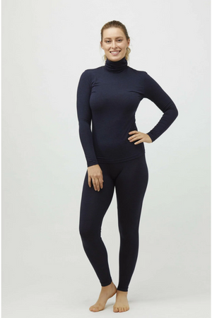 Tani Long Sleeve Turtle Neck Top in Midnight Marle
