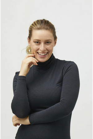 Tani Long Sleeve Turtle Neck Top in Midnight Marle
