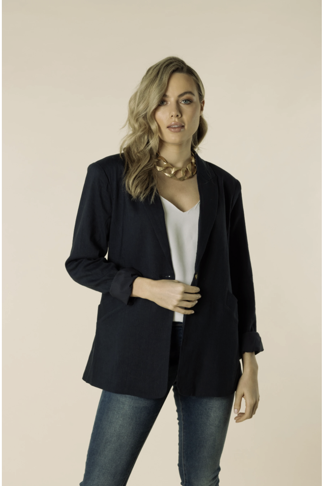 Two-T's Clothing Linen Jacket in Black