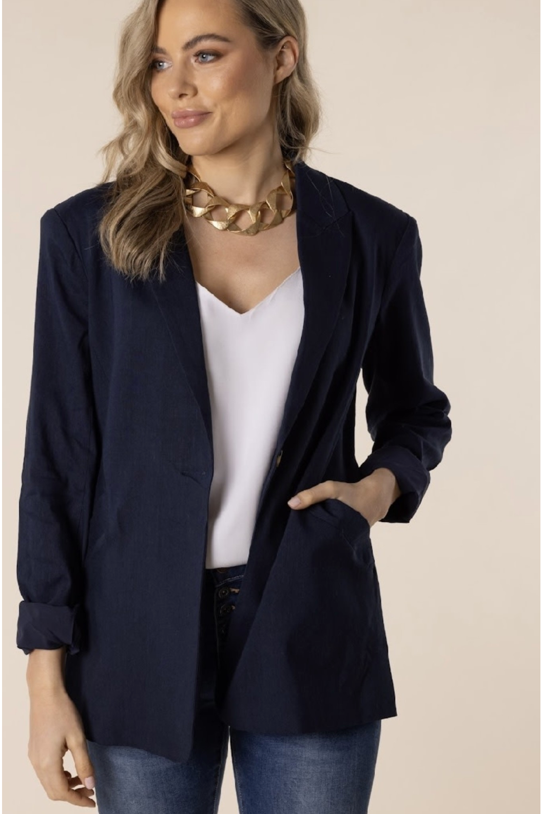 Two-T's Clothing Linen Jacket in Black