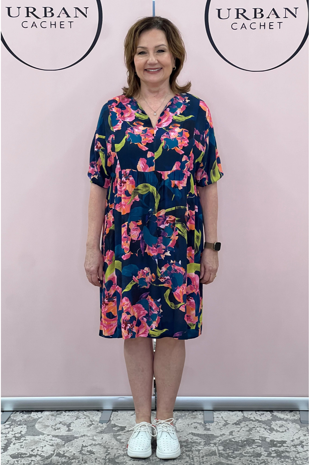 Foil Dolled Up Dress in Best Buds Navy Urban Cachet