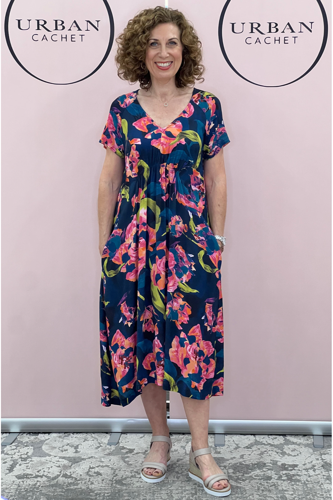 Foil Well Balanced Dress in Best Buds Navy Urban Cachet