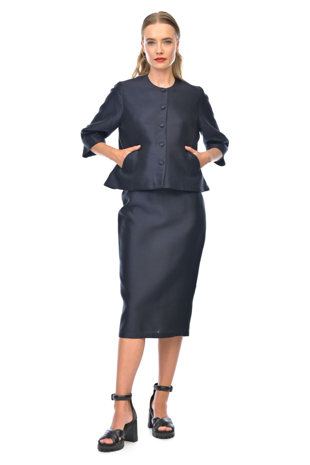 Megan Salmon Corisia Madmen Skirt in Navy