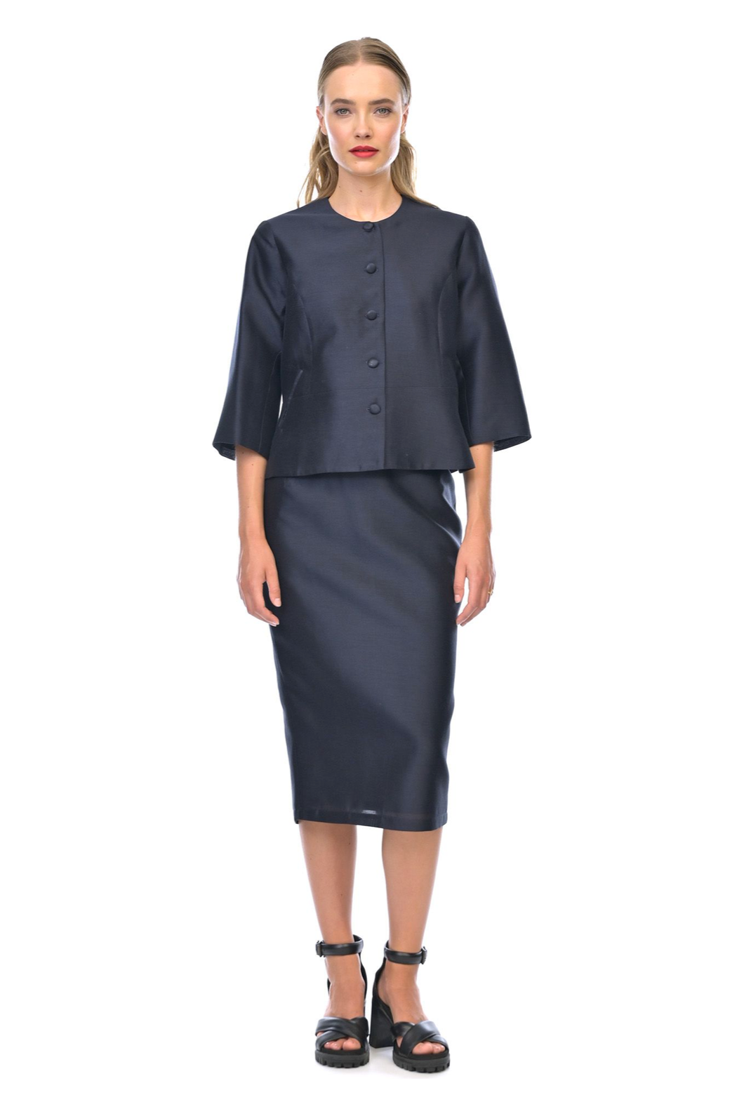 Megan Salmon Corisia Madmen Skirt in Navy
