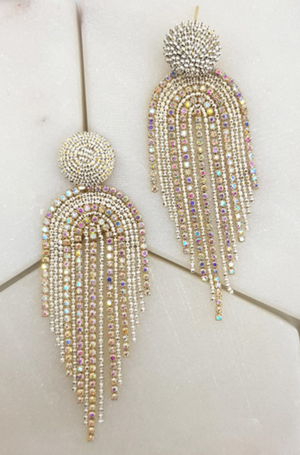 Chrysalini Jewellery Chain Earrings in White/Gold