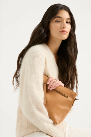 JUJU & Co Large Essential Leather Pouch in Tan
