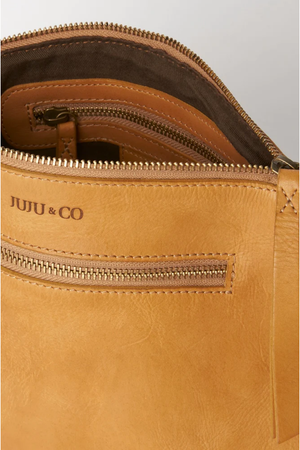 JUJU & Co Large Essential Leather Pouch in Tan