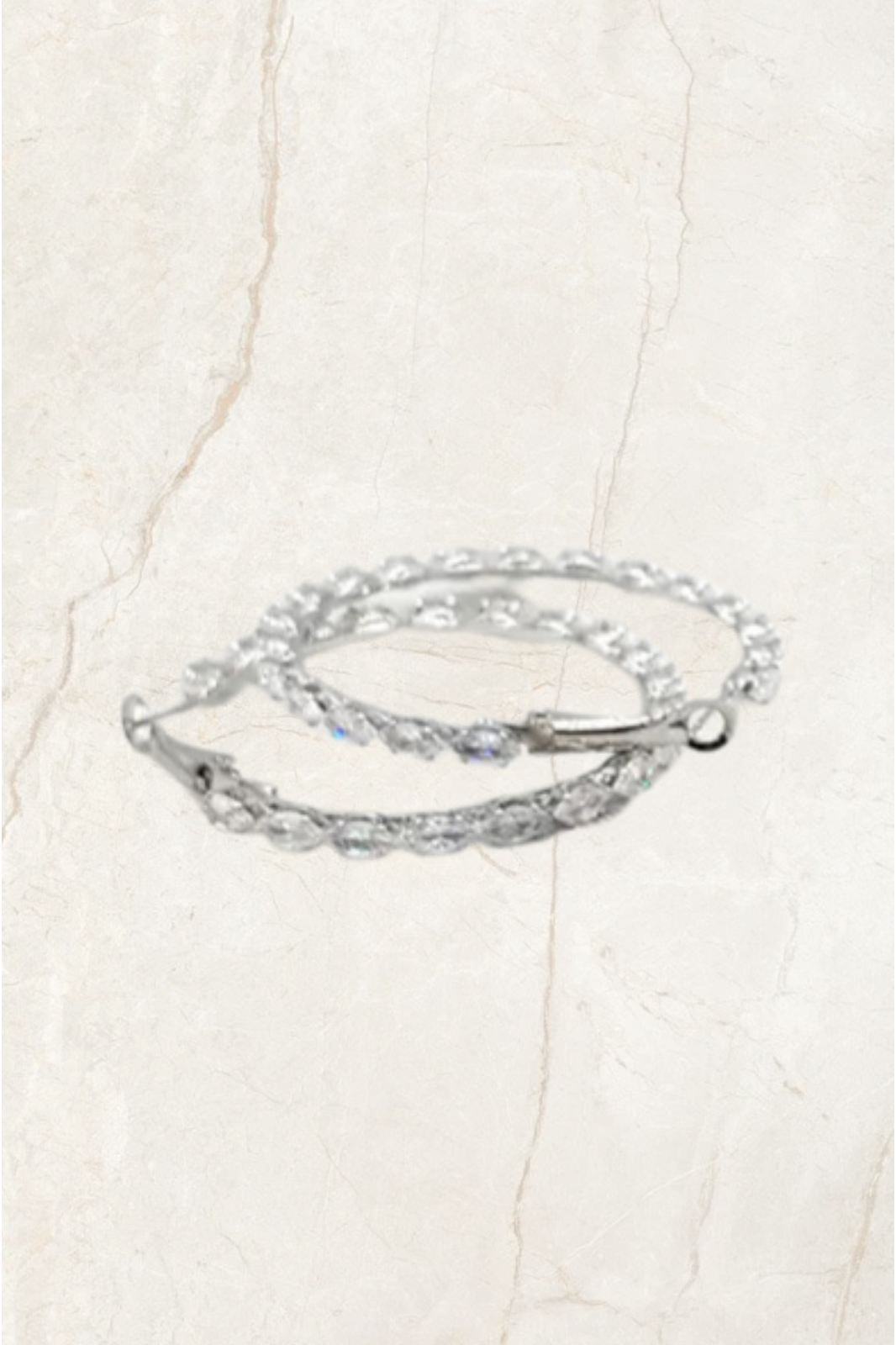 Chrysalini Jewellery Marquise CZ Hoops Earrings in Silver