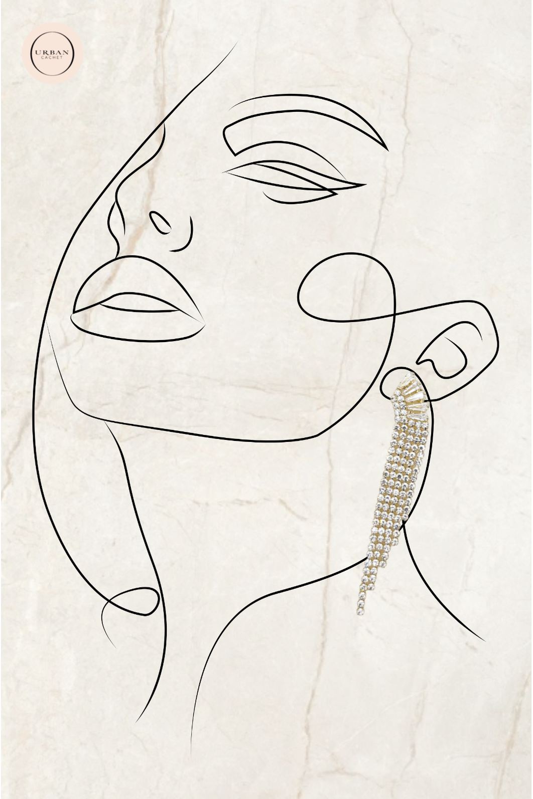 Chrysalini Jewellery CZ Chain Earrings in Gold