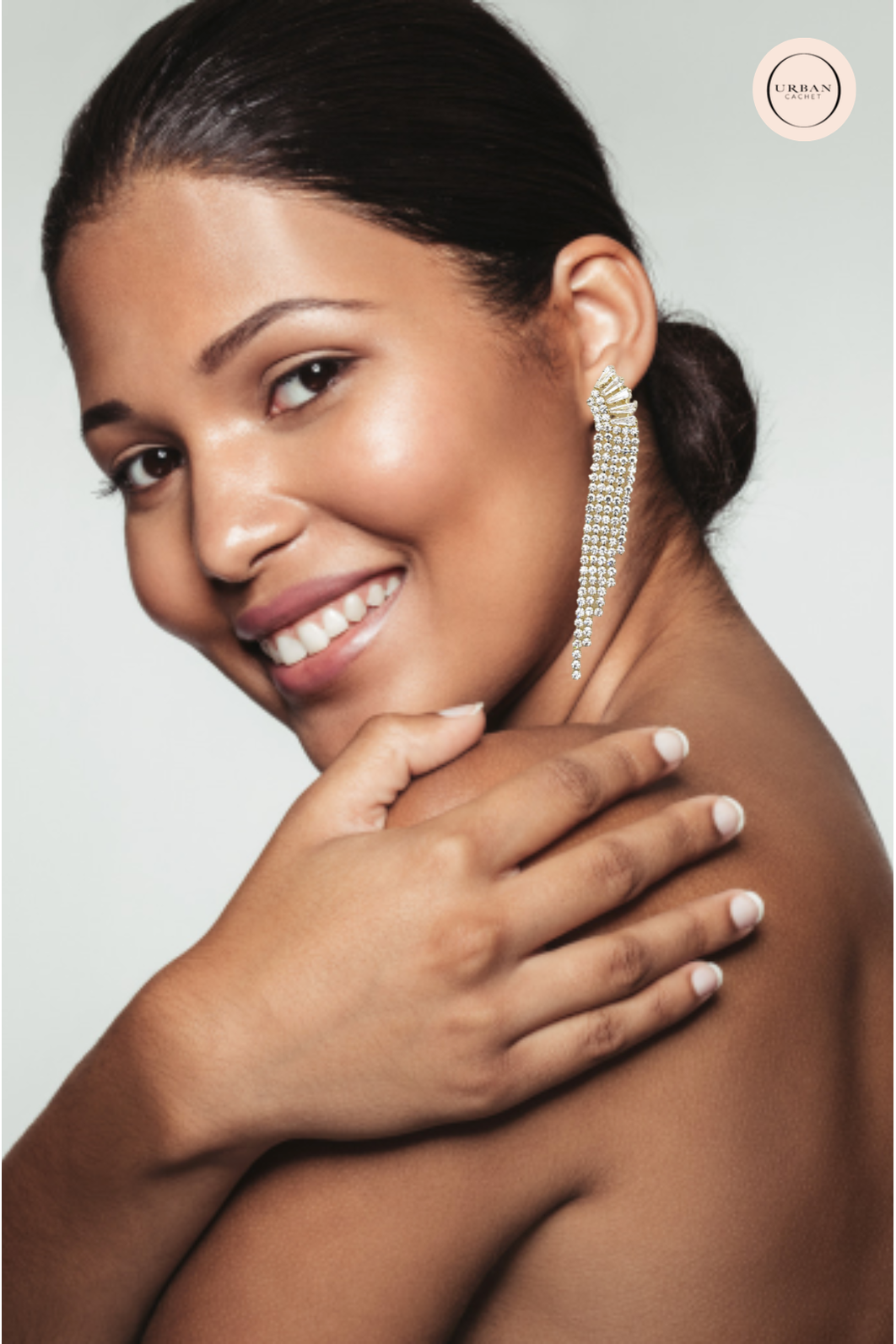 Chrysalini Jewellery CZ Chain Earrings in Gold