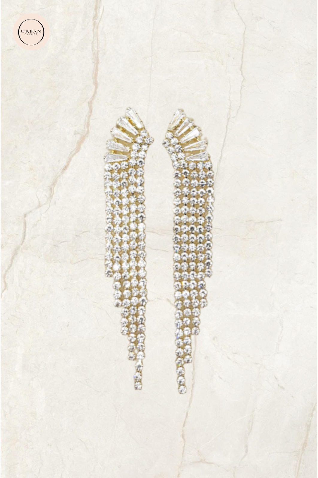 Chrysalini Jewellery CZ Chain Earrings in Gold