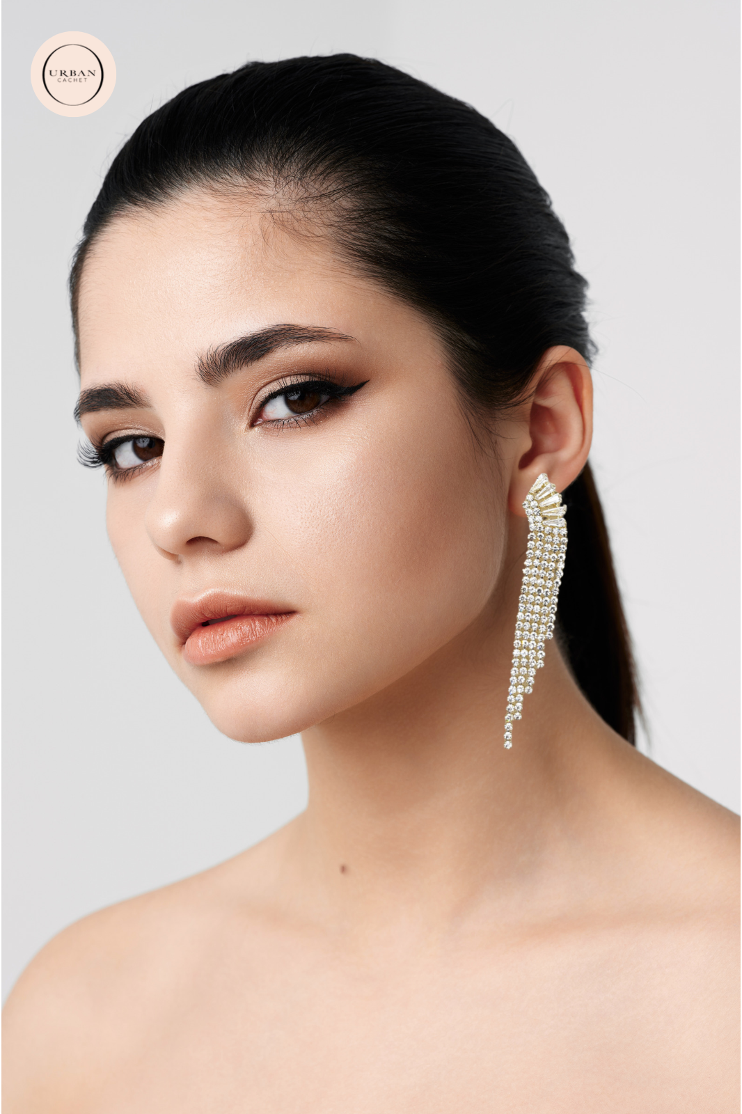 Chrysalini Jewellery CZ Chain Earrings in Gold