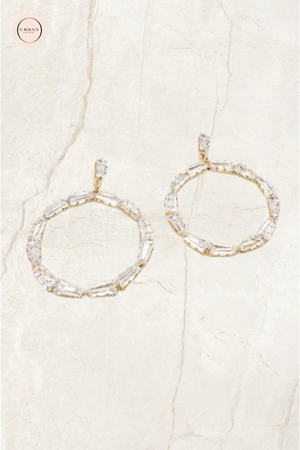 Chrysalini Jewellery Tapered Baguette Hoop Earrings in Gold