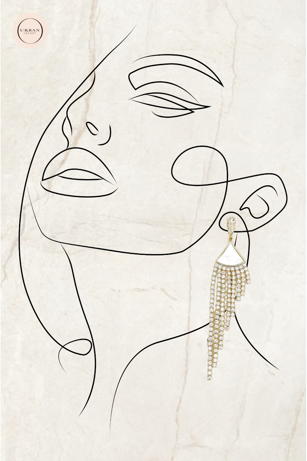 Chrysalini Jewellery CZ Pearl Long Earrings in Gold