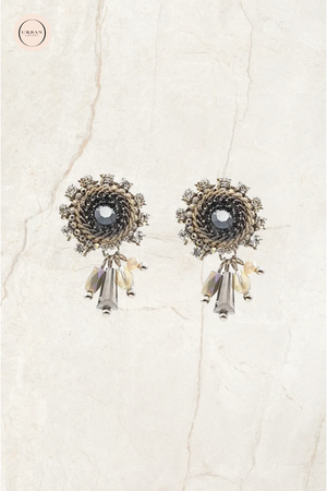 Chrysalini Jewellery Silver Grey Diamonte Fashion Earrings