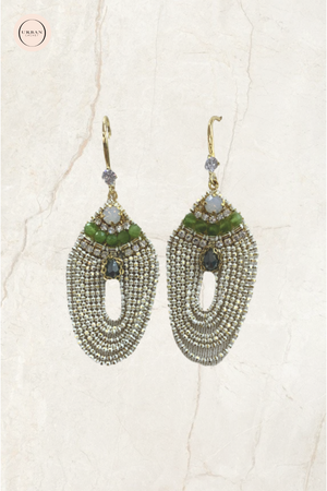 Chrysalini Jewellery Emerald and White Drop Earrings