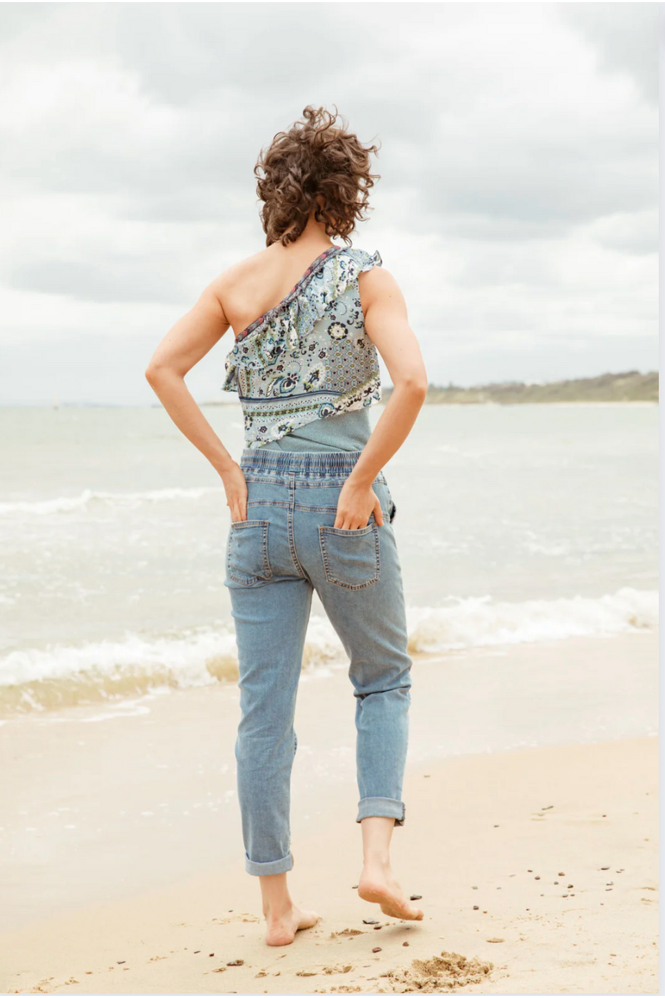 New London Pull On Hope Jogger Stretch Cotton in Light Wash Denim