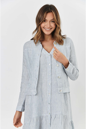Naturals by O & J Linen Jacket in Marine