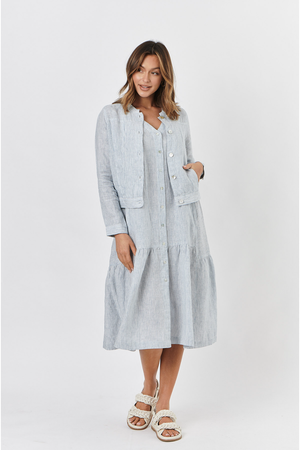 Naturals by O & J Linen Jacket in Marine
