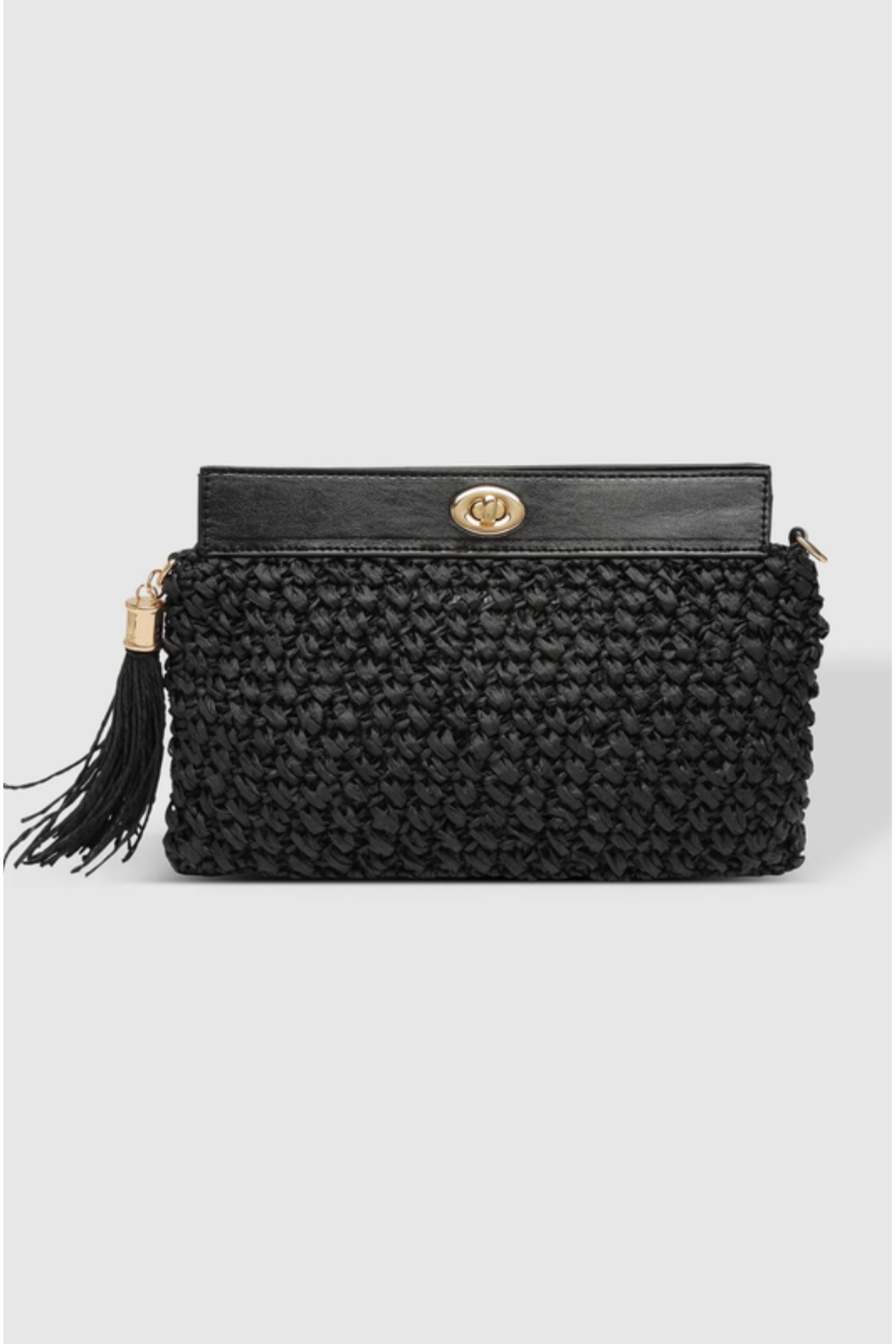 Louenhide Fern Raffia Clutch in Black Urban Cachet