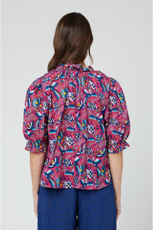 CAKE Tie Neck Blouse in Paradise