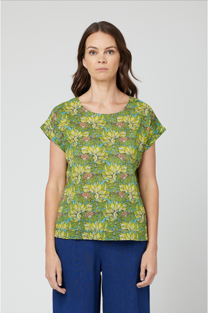 CAKE Vicky Round Neck Cotton Top in Sunflower