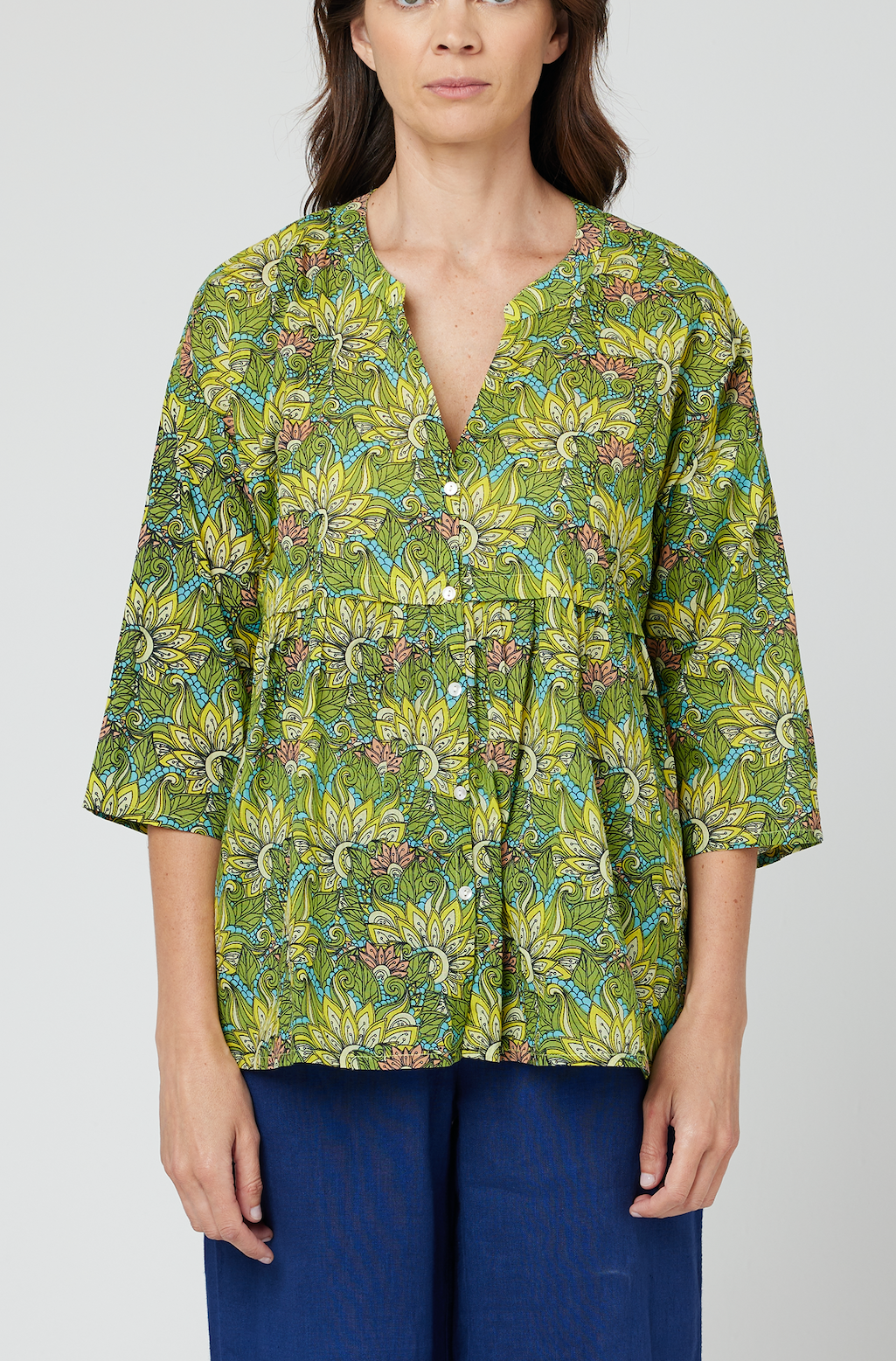 CAKE Button Through Blouse in Sunflower