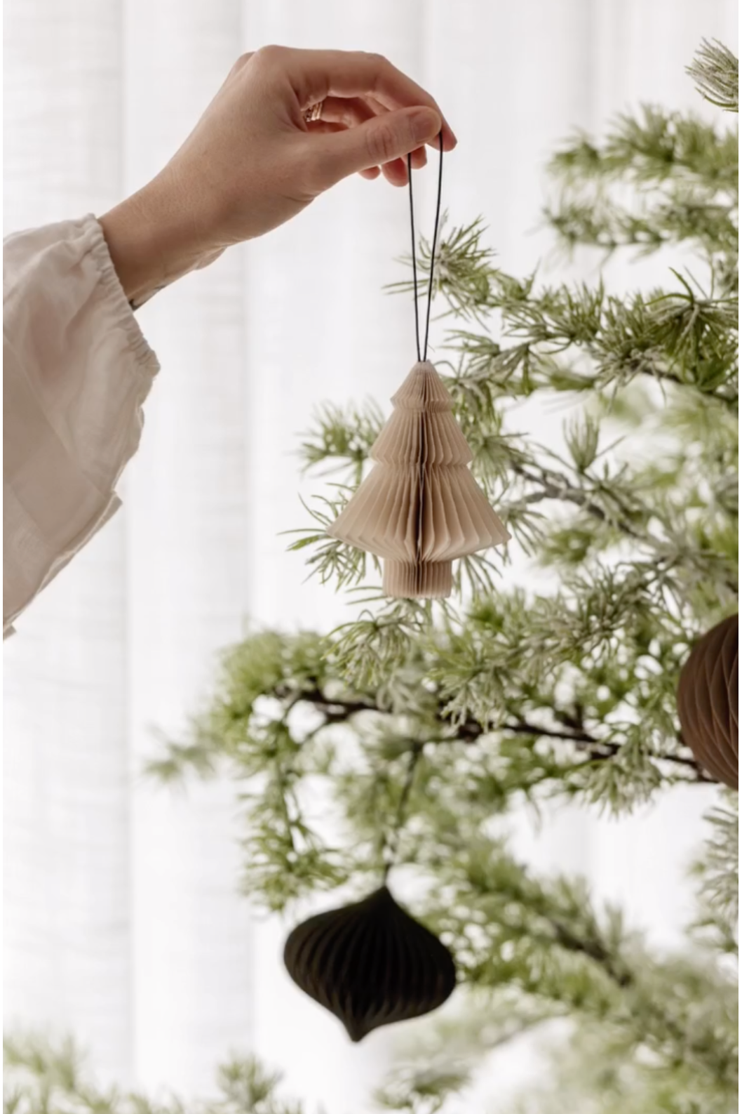 Nordic Rooms Off White Paper Tree Ornament With Silver