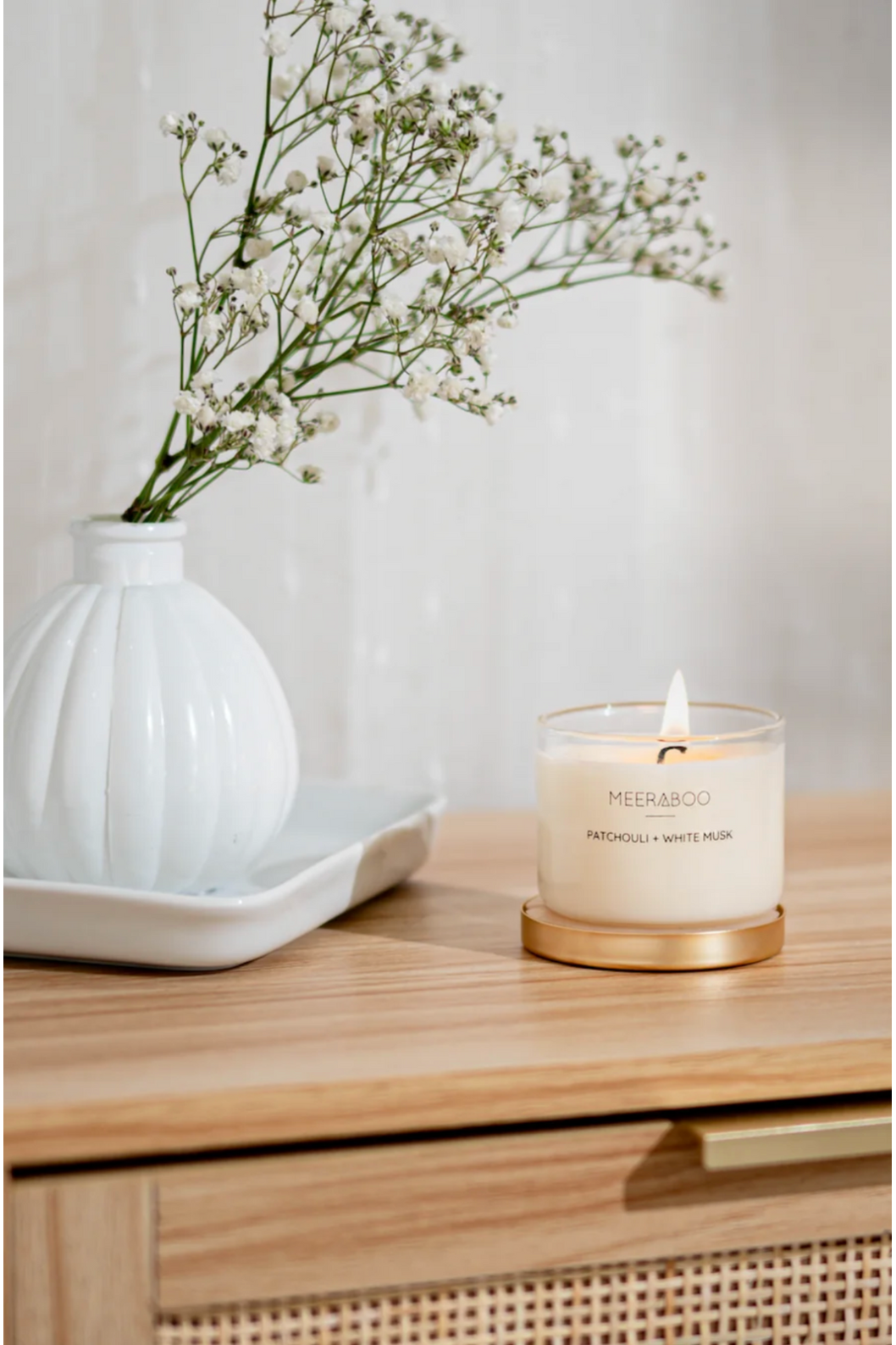 Meeraboo Candle Golden Girl Mini Candle in Patchouli + White Musk