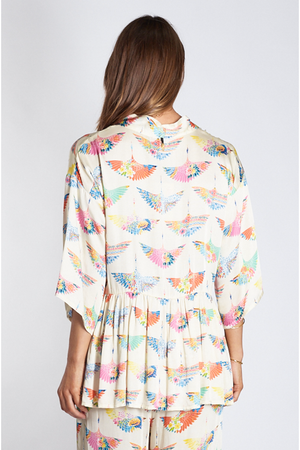 Rubyyaya Birds Of Paradise Kimono in Cream