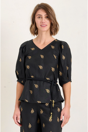 State Of Embrace Balloon Sleeve Top in Medusa Print