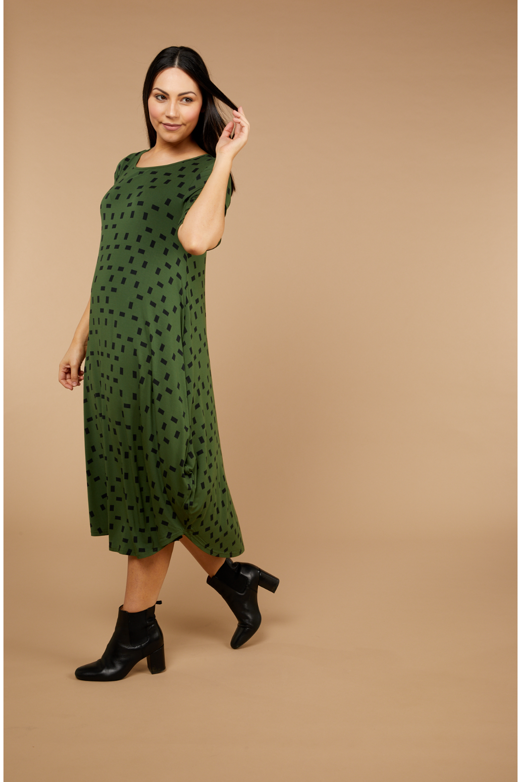 Tani Original Tri Dress in Moss Print
