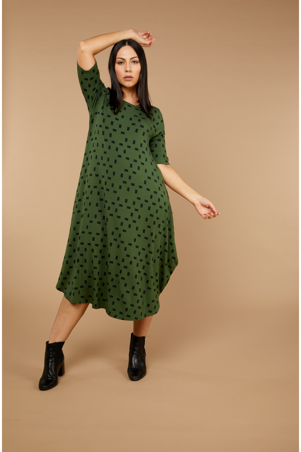 Tani Original Tri Dress in Moss Print