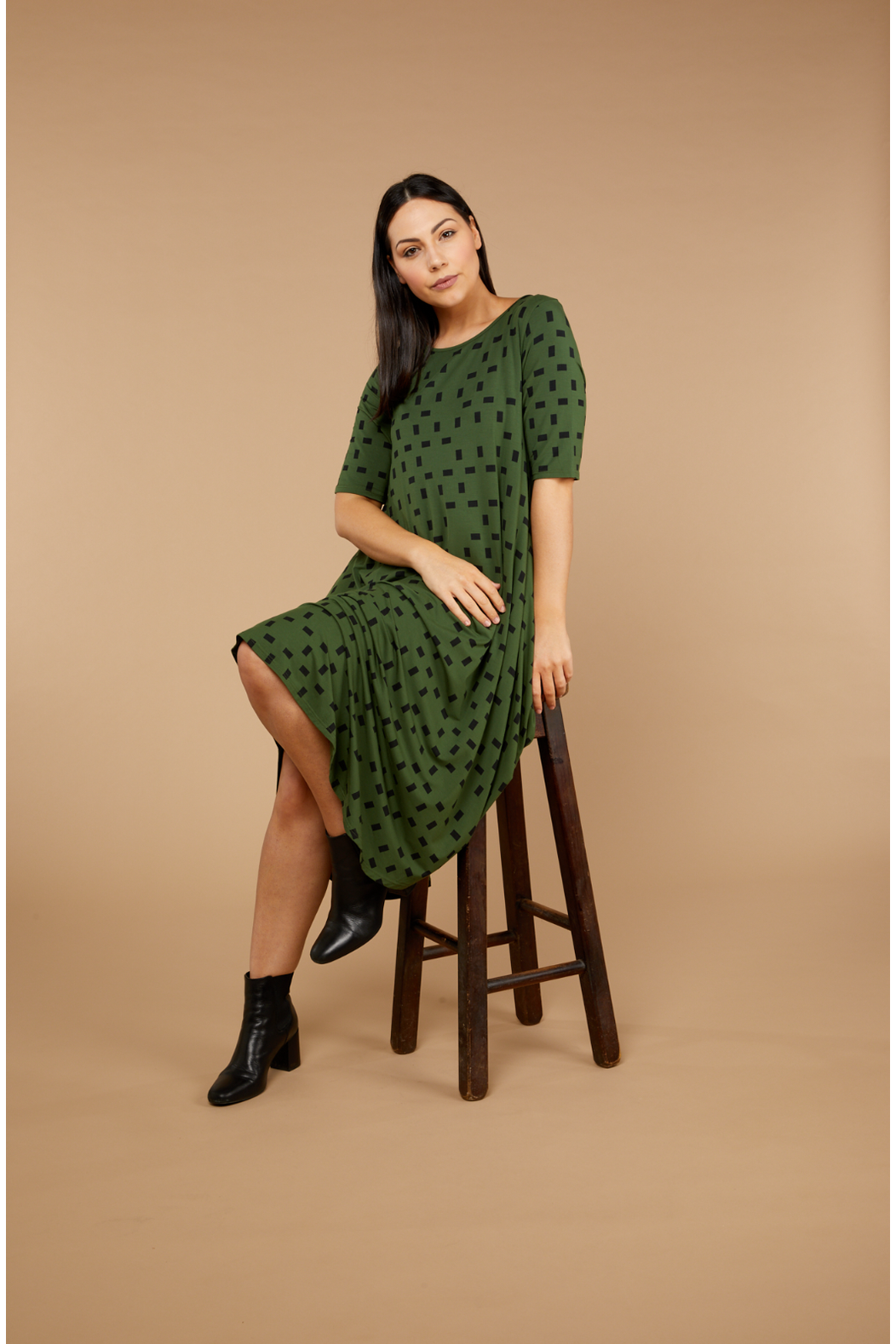 Tani Original Tri Dress in Moss Print