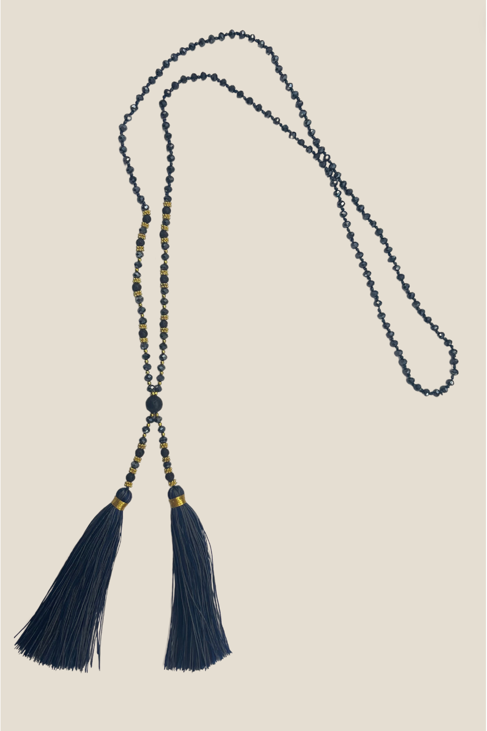 Urban Cachet Accessories Tassel Crystal Necklace in Navy #1