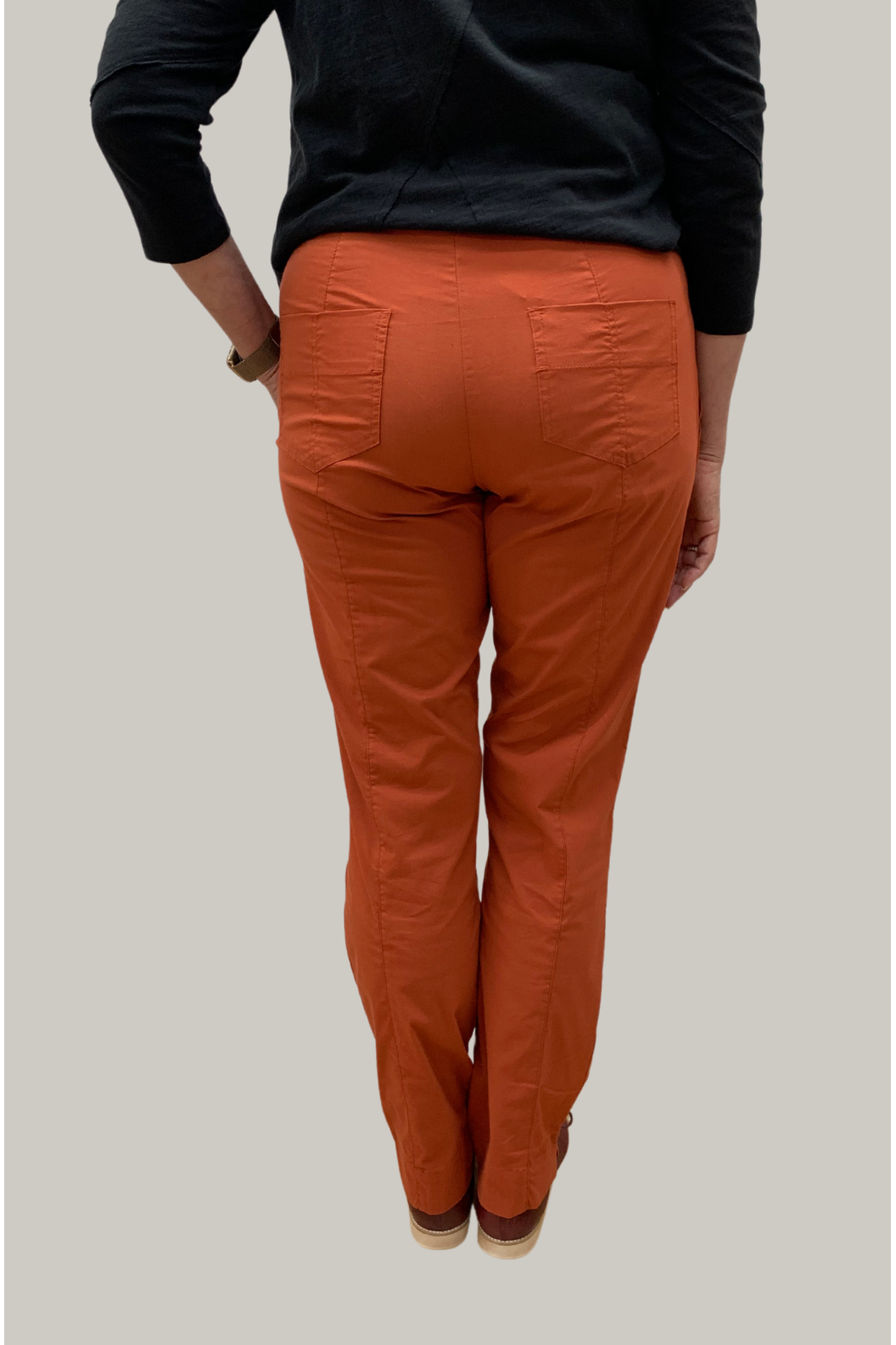 Foil Full Monty Trapeze Trouser with pockets in Auburn