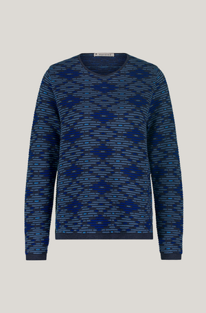 Mansted Denmark Tula Ikat Cotton Crew in Navy