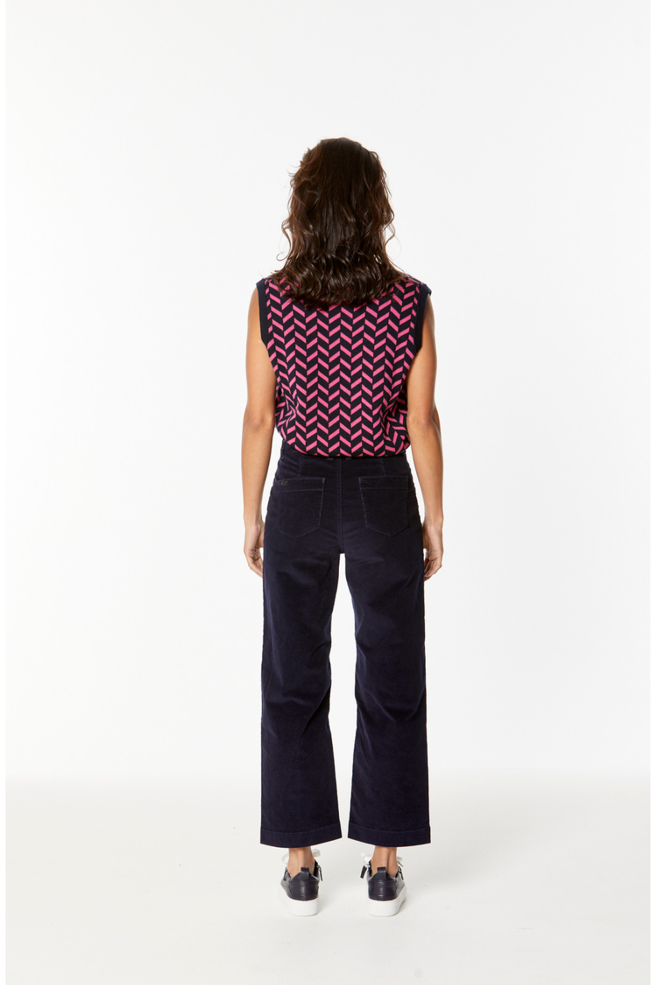 New London Jeans Penrith Loose Leg Ankle Grazer Cord Jean in Navy