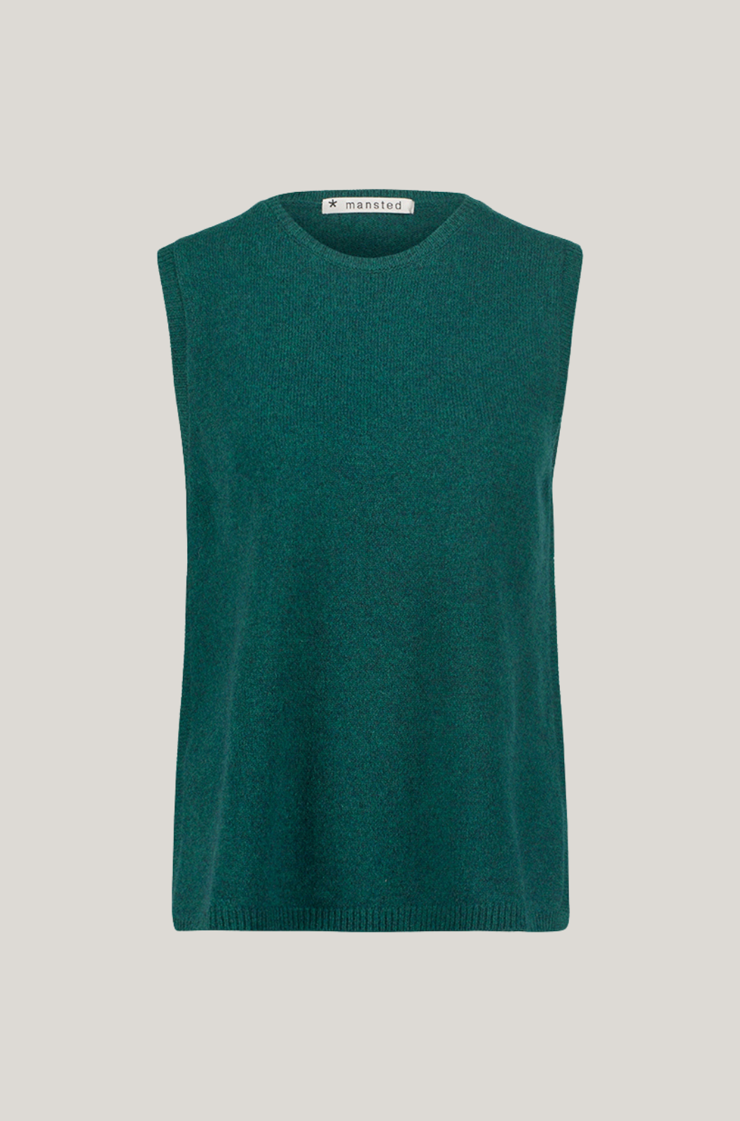 Mansted Denmark Mitos Lambswool Crew Vest in Cold Green