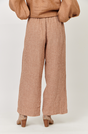 Naturals by O & J Linen Pant in Chai Puppytooth