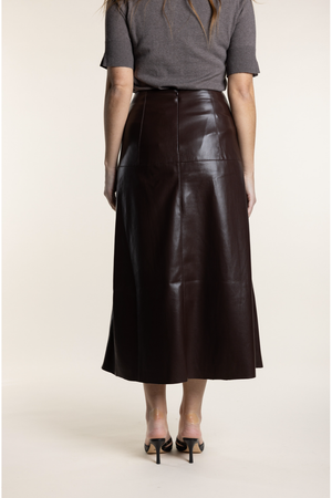 Two-T's Clothing Vegan Leather Skirt in Coco