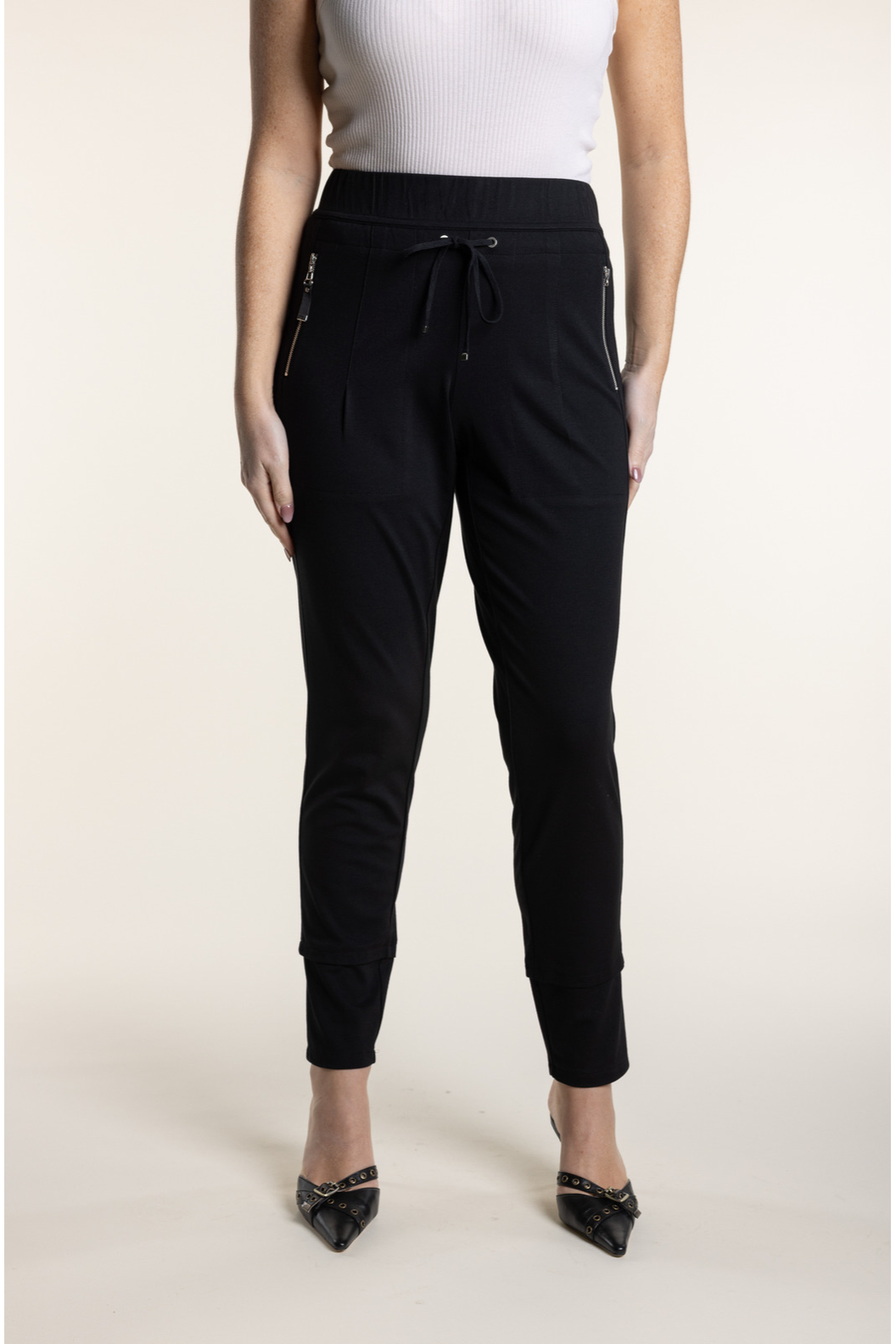 Two-T's Clothing Zip Panel Pant in Black