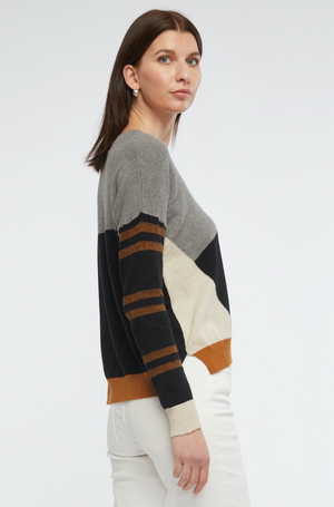 Zaket and Plover Eclectic Intarsia Jumper in Cloud