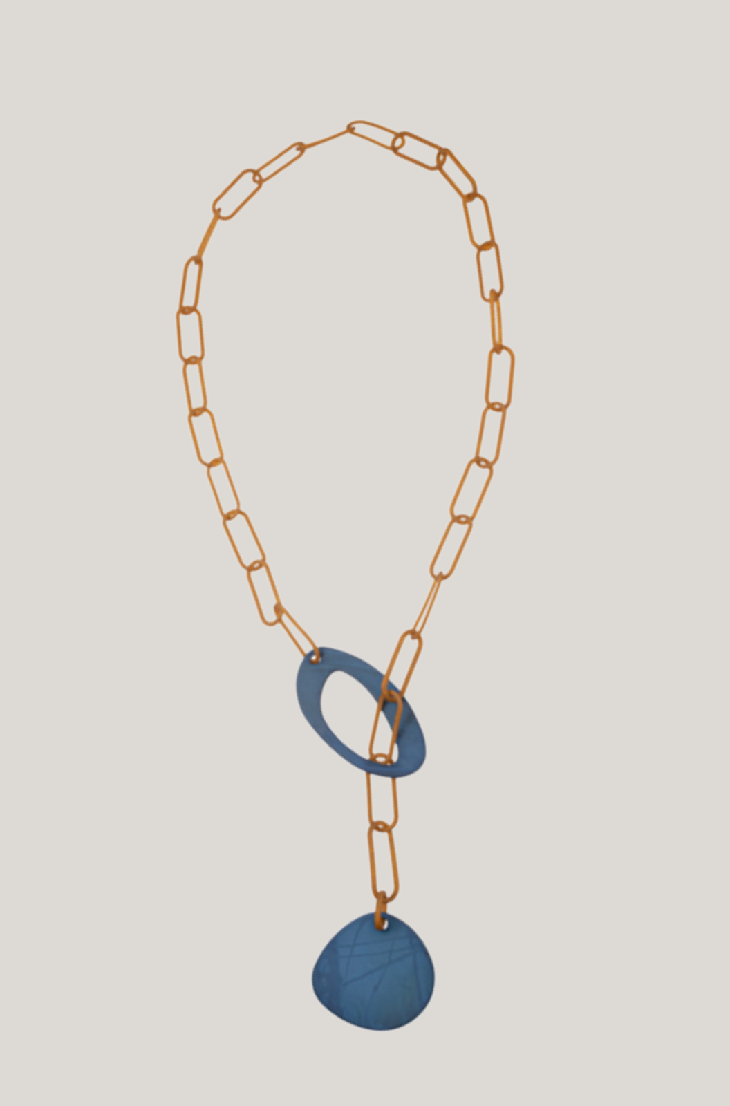 Blue Scarab Sia Necklace in Ochre and Blue Drop