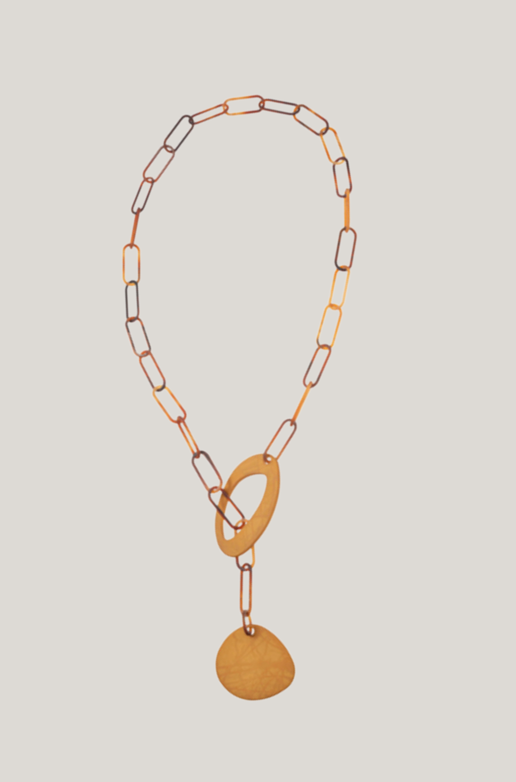 Blue Scarab Sia Necklace in Browns with Ochre Drop