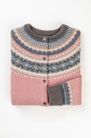 Eribe Knitwear Alpine Short Cardigan in Vintage Pink