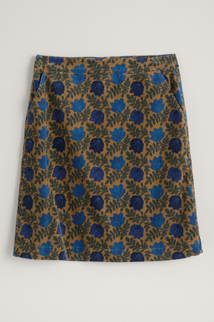 Seasalt Ferry Crossing Skirt in Tossed Blooms Waxed Canvas