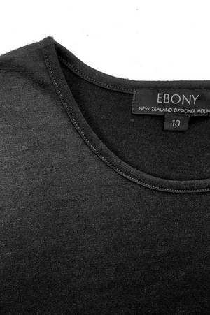 Ebony Merino Long Sleeve Crew Top in Black