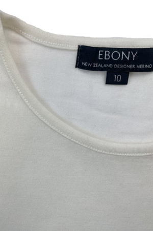 Ebony Merino Long Sleeve Crew Top in Ivory